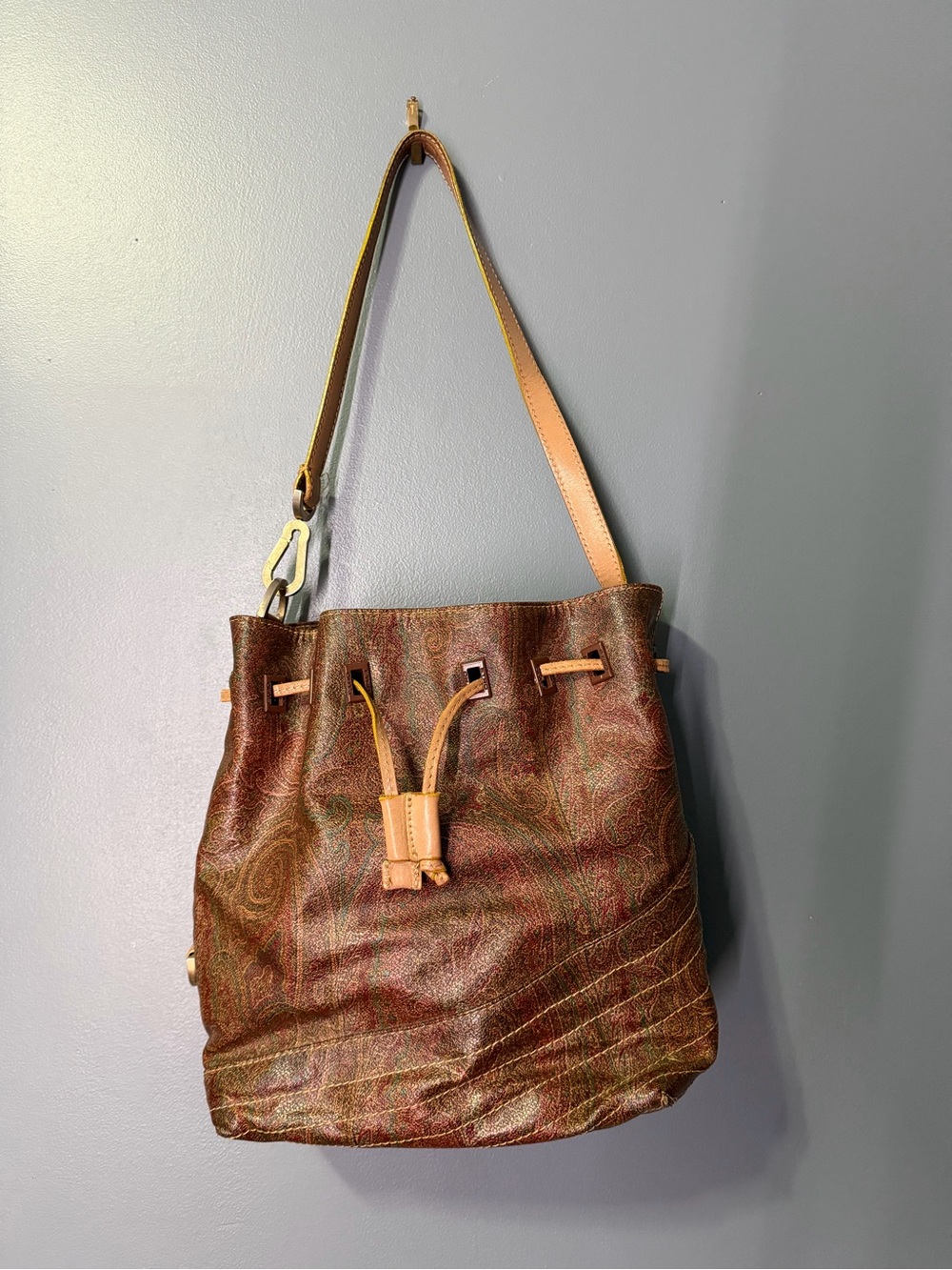 Vintage 2005 ETRO Milano Paisley Bucket Shoulder Bag